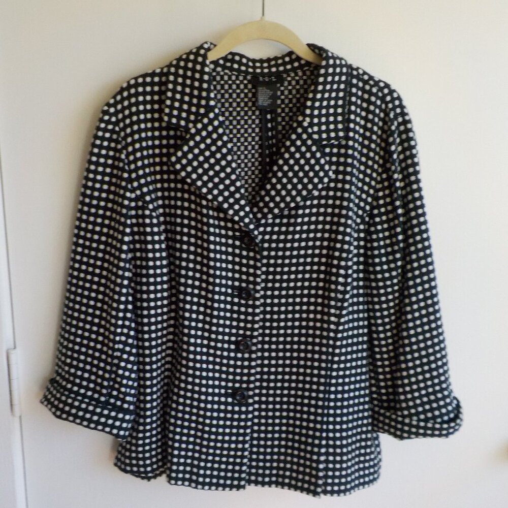 R-Q-T Jacket - Size XL - Black White Dot - 3/4 sleeve - Button  (664)
